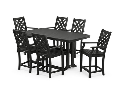 Country Living Wovendale Arm Chair 7-Piece Counter Set with Trestle Legs in Black