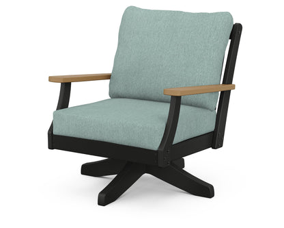 POLYWOOD® Braxton Deep Seating Swivel Chair in Black / Natural / Glacier Spa