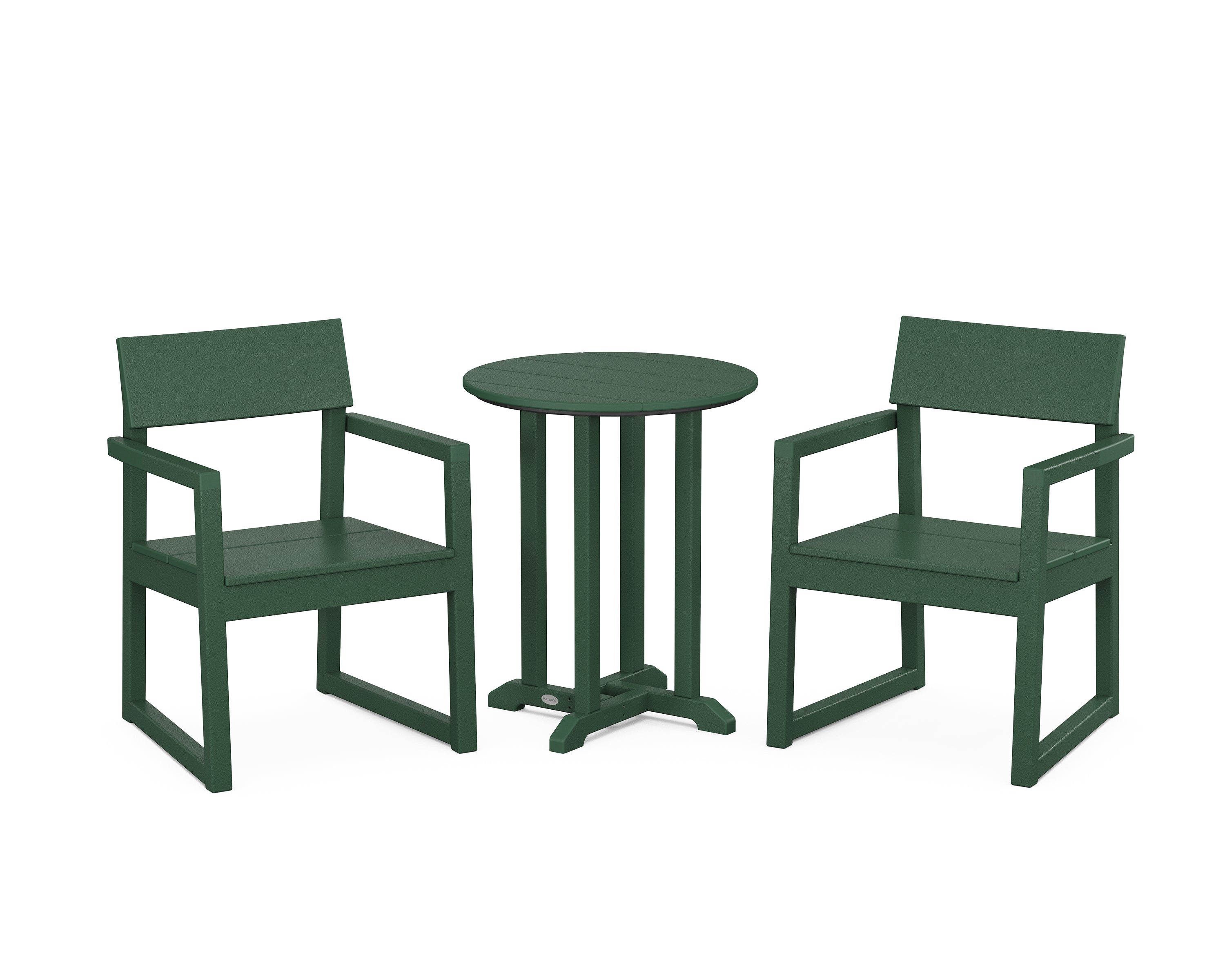 POLYWOOD® EDGE 3-Piece Round Bistro Dining Set in Green