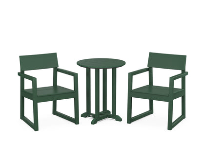 POLYWOOD® EDGE 3-Piece Round Bistro Dining Set in Green