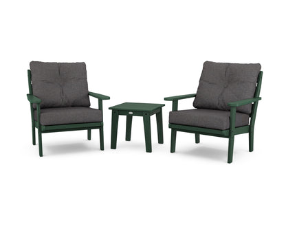 POLYWOOD® Lakeside 3-Piece Deep Seating Chair Set in Green / Ash Charcoal
