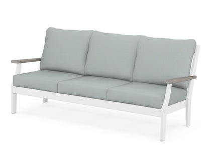 POLYWOOD® Braxton Deep Seating Sofa in White / Driftwood / Spa