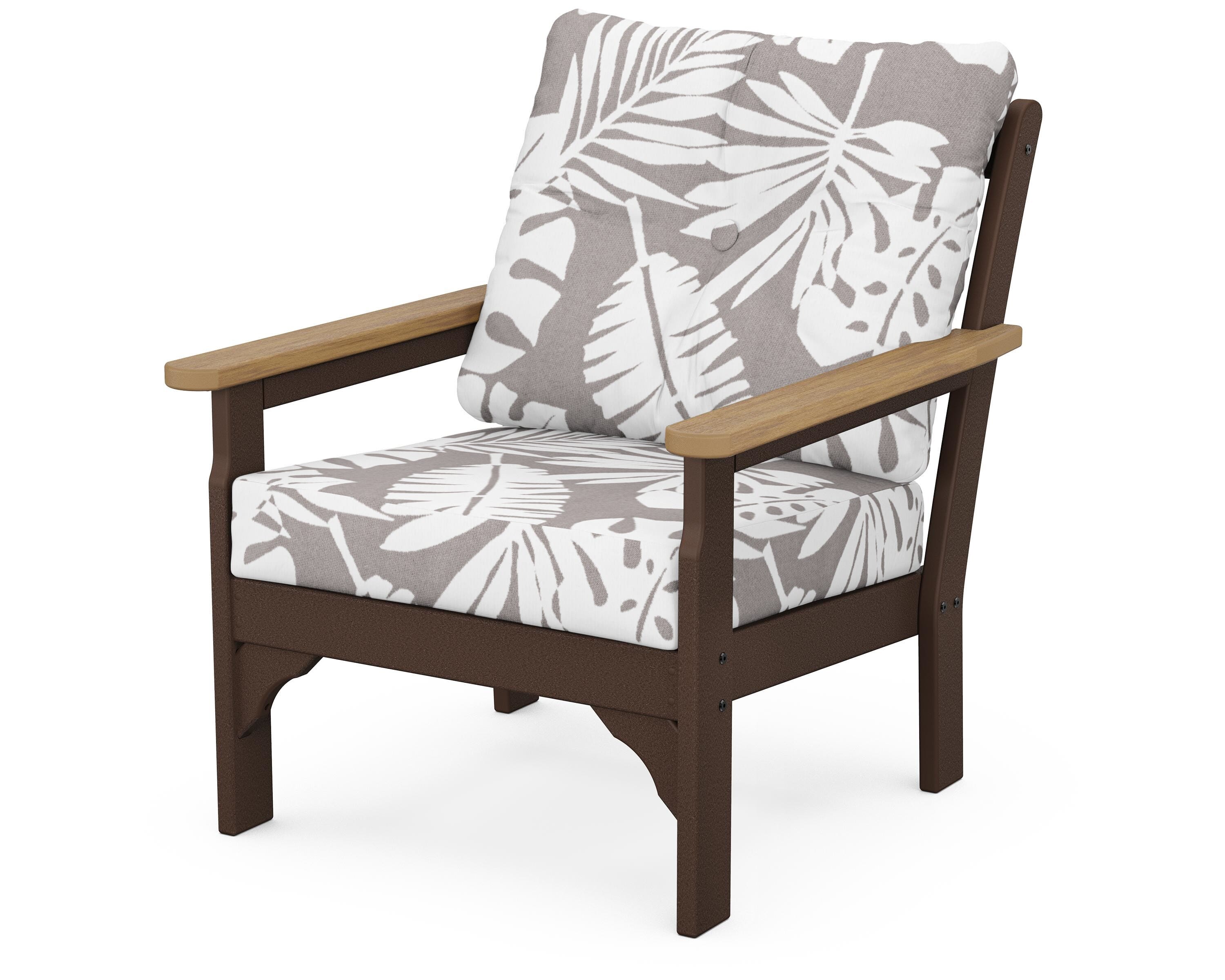 POLYWOOD® Vineyard Deep Seating Chair in Mahogany / Natural / Leaf Grey Mist