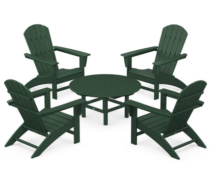 POLYWOOD® Nautical 5-Piece Adirondack Chair Conversation Set in Green