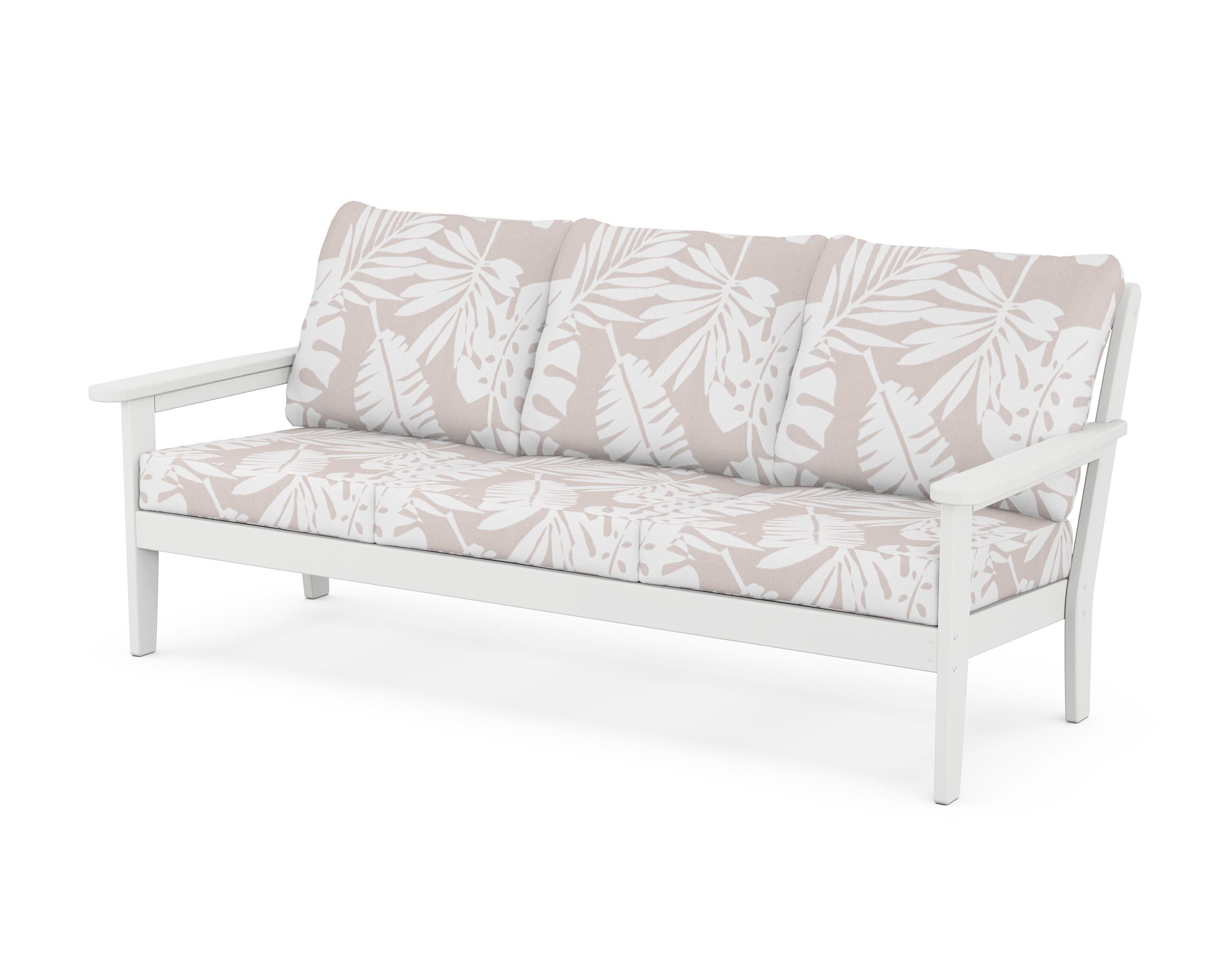 Country Living Cottage Deep Seating Sofa in White / Leaf Dune Burlap