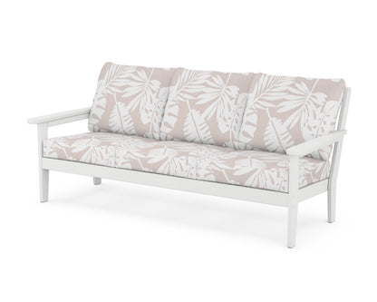 Country Living Cottage Deep Seating Sofa in White / Leaf Dune Burlap