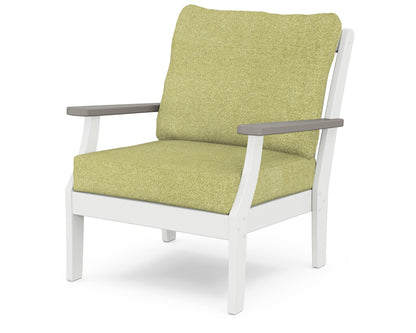 POLYWOOD® Braxton Deep Seating Chair in White / Driftwood / Chartreuse Boucle