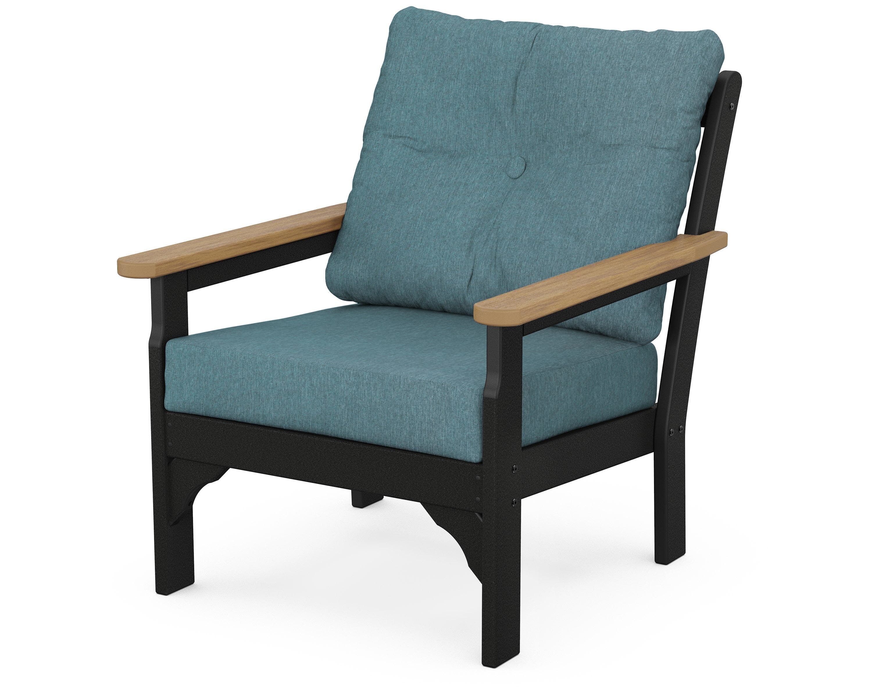 POLYWOOD® Vineyard Deep Seating Chair in Black / Natural / Ocean Teal