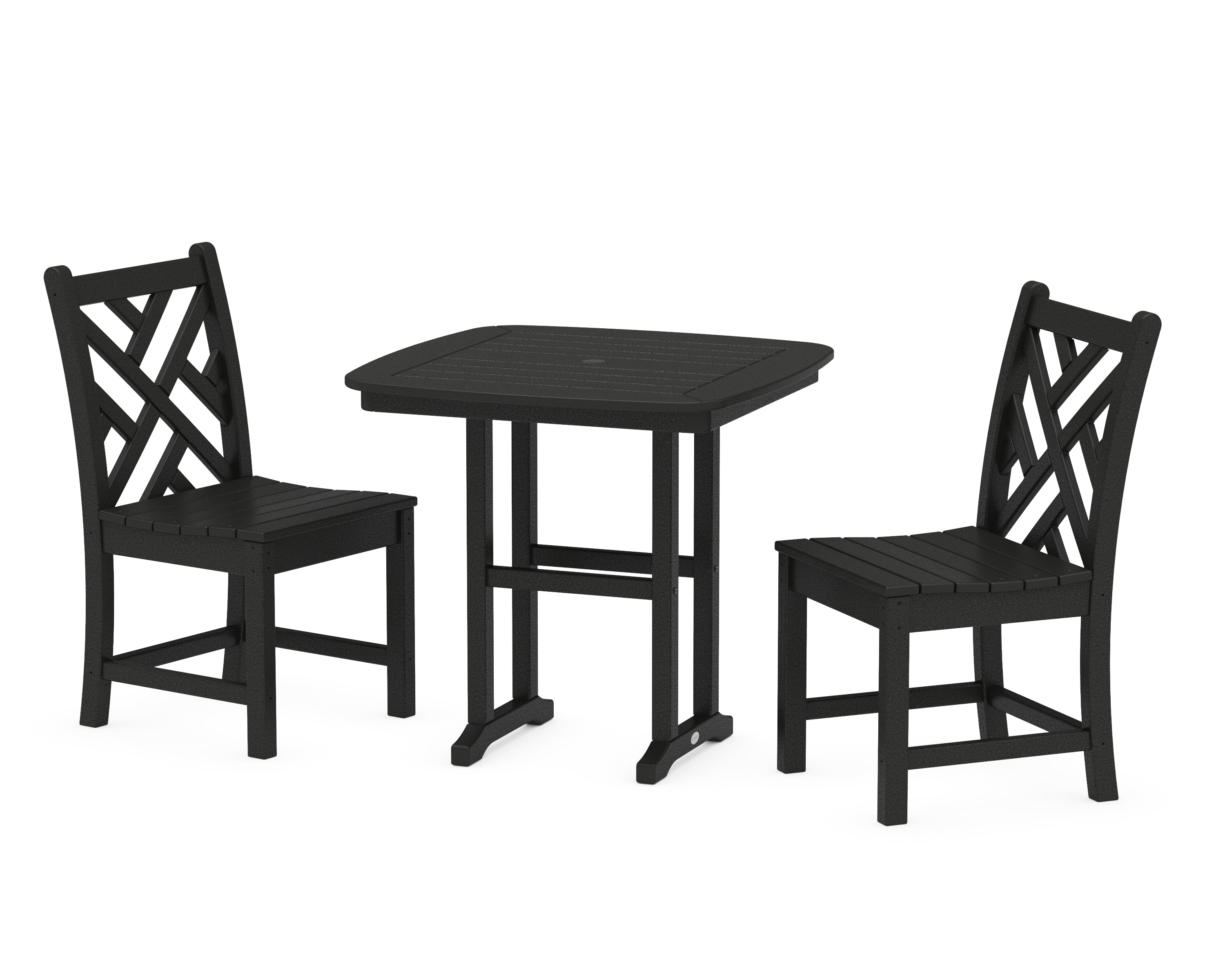 POLYWOOD® Chippendale Side Chair 3-Piece Dining Set in Black