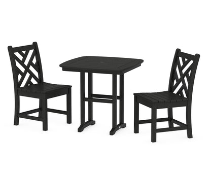 POLYWOOD® Chippendale Side Chair 3-Piece Dining Set in Black