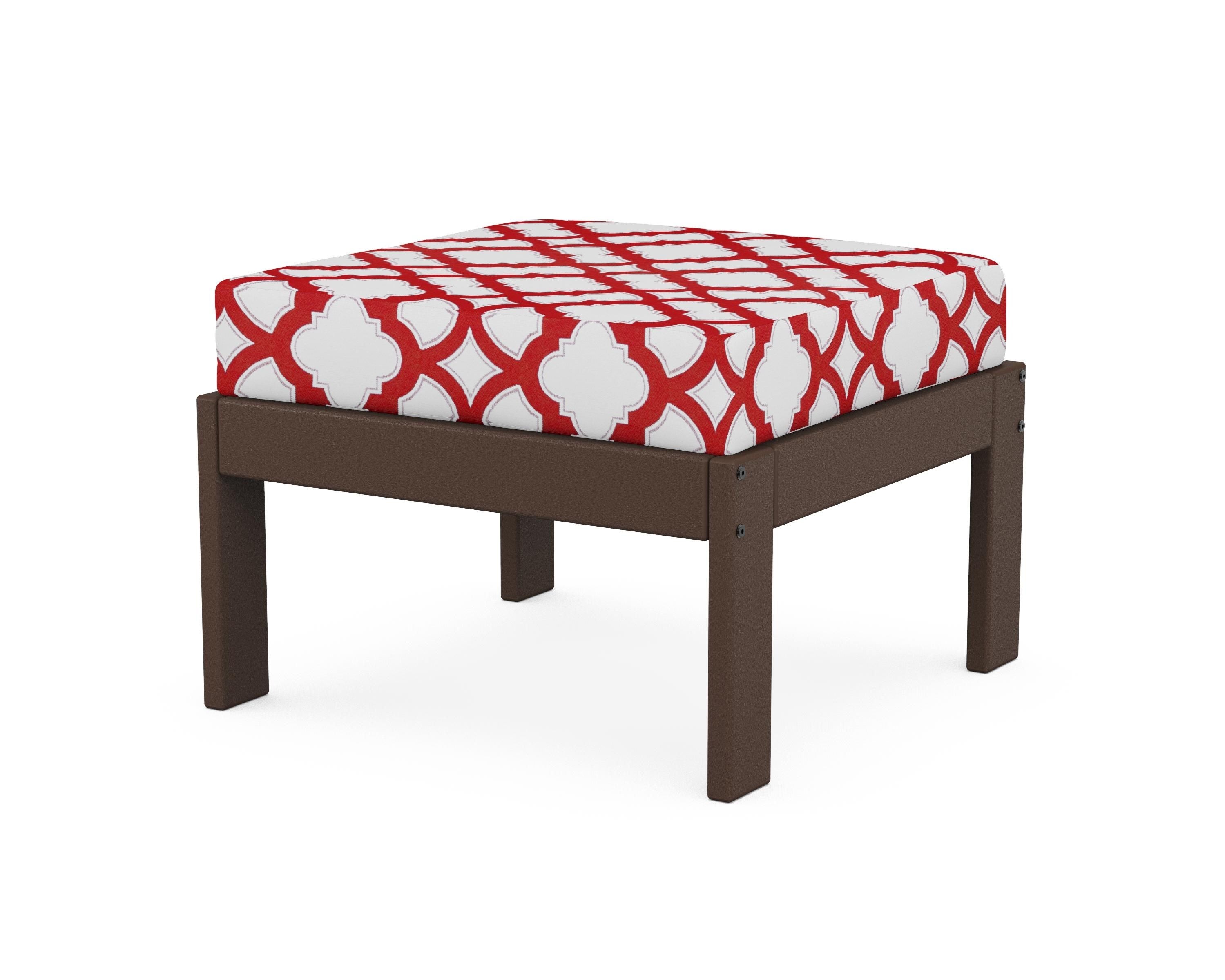 POLYWOOD® Vineyard Modular Ottoman in Mahogany / Trellis Crimson