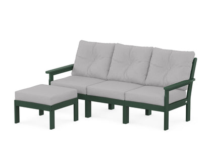 POLYWOOD® Vineyard 4-Piece Sectional with Ottoman in Green / Granite