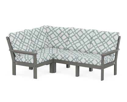 POLYWOOD® Vineyard 4-Piece Sectional in Slate Grey / Trellis Glacier Spa