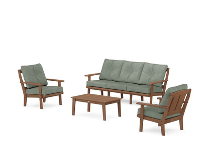 POLYWOOD® Mission 4-Piece Deep Seating Set with Sofa in Teak / Cast Sage