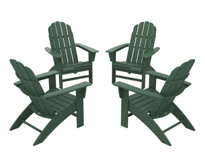 POLYWOOD® 4-Piece Vineyard Curveback Adirondack Chair Conversation Set in Green