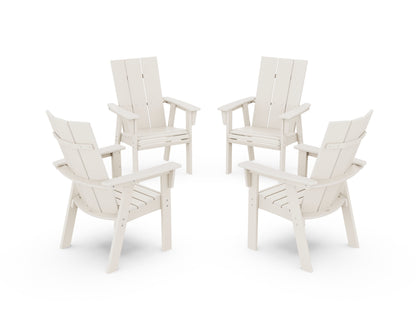 POLYWOOD® Modern 4-Piece Curveback Upright Adirondack Conversation Set in Sand