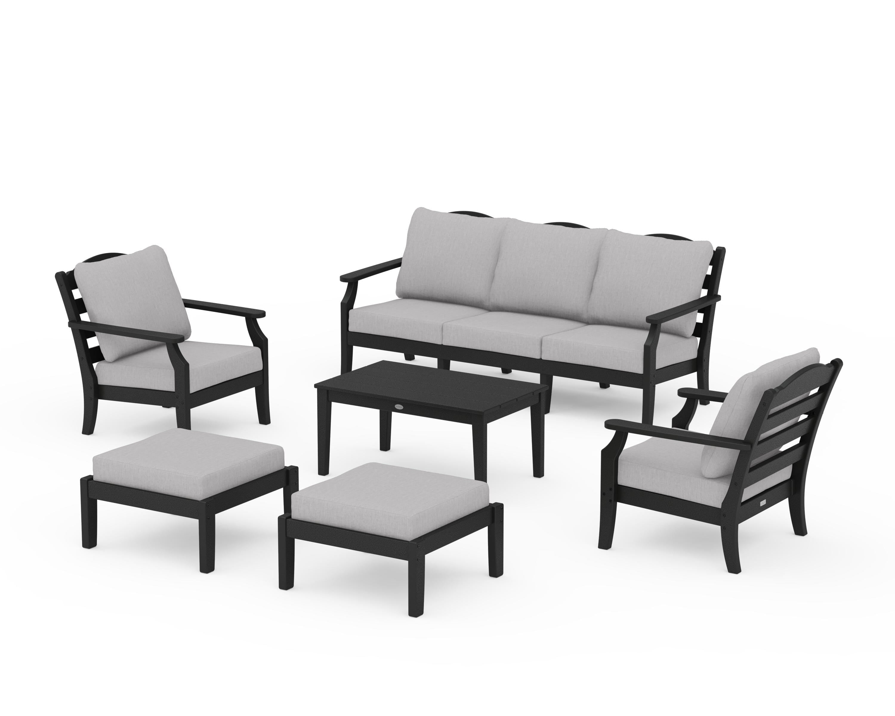 Draper James™ by  POLYWOOD® Savannah 6-Piece Lounge Sofa Set in Black / Granite
