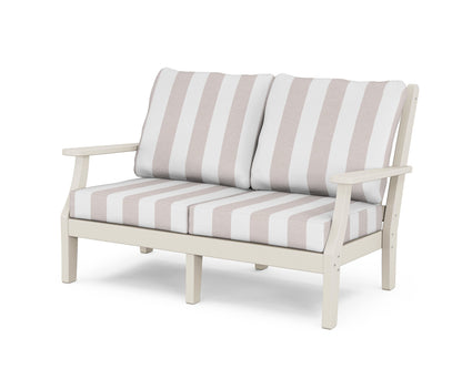 Country Living Wovendale Deep Seating Loveseat in Sand / Cabana Stripe Dune Burlap
