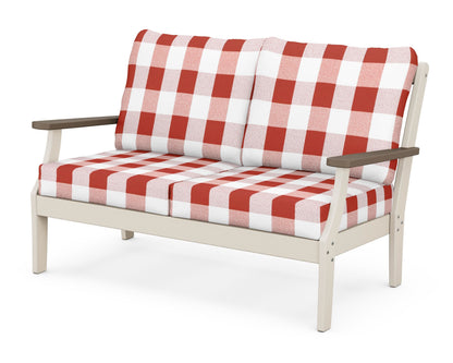 POLYWOOD® Braxton Deep Seating Loveseat in Sand / Kona / Buffalo Plaid Crimson
