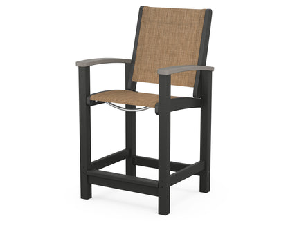 POLYWOOD® Coastal Counter Chair in Black / Driftwood / Burlap Sling