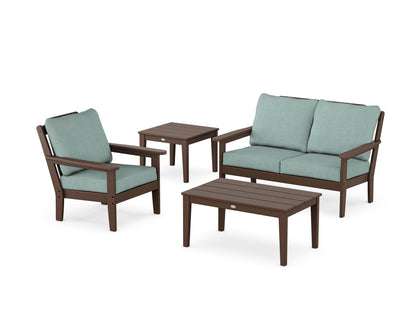 Country Living Wovendale 4-Piece Deep Seating Set in Mahogany / Glacier Spa