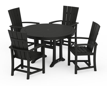 POLYWOOD® Quattro 5-Piece Round Dining Set with Trestle Legs in Black