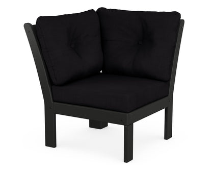 POLYWOOD® Vineyard Modular Corner Chair in Black / Midnight Linen