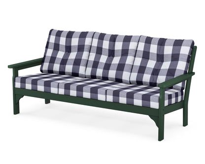 POLYWOOD® Vineyard Deep Seating Sofa in Green / Buffalo Plaid Navy