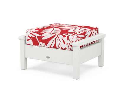 POLYWOOD® Harbour Deep Seating Ottoman in Vintage White / Leaf Crimson
