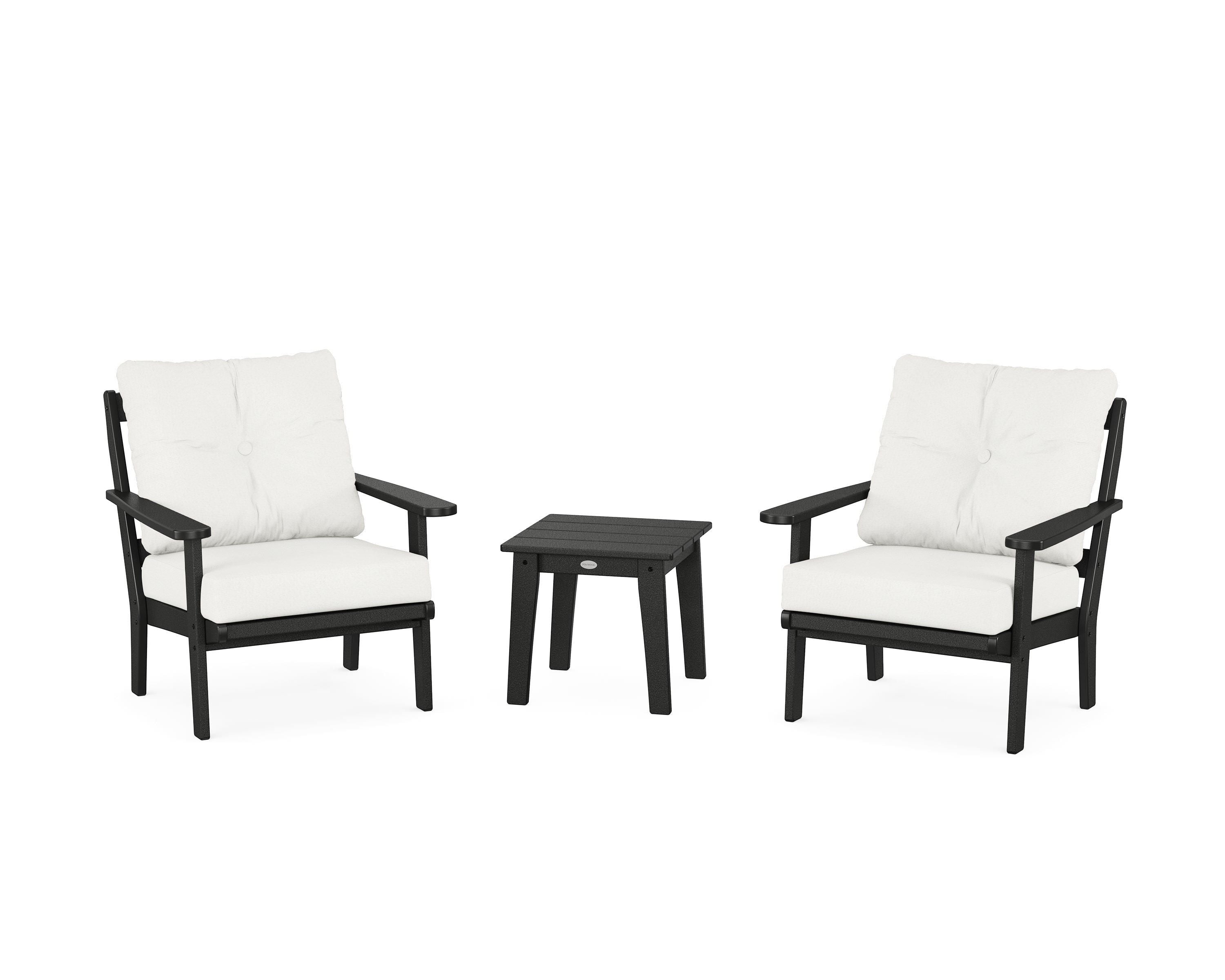 POLYWOOD® Mission 3-Piece Deep Seating Set in Black / Natural Linen