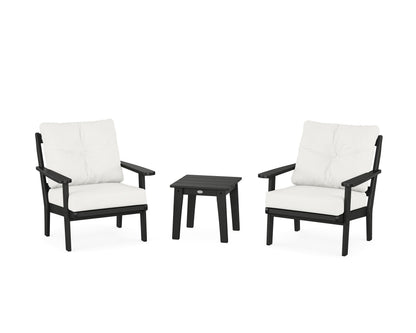 POLYWOOD® Mission 3-Piece Deep Seating Set in Black / Natural Linen