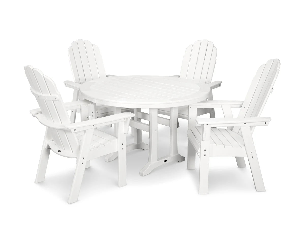 Vineyard Curveback Adirondack 5-Piece Nautical Trestle Dining Set
