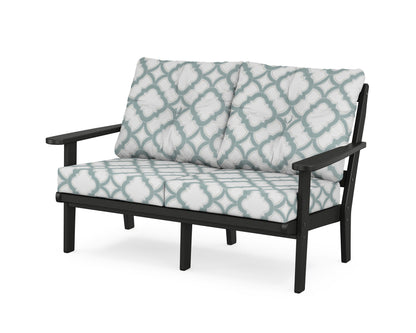 POLYWOOD® Mission Deep Seating Loveseat in Black / Trellis Glacier Spa