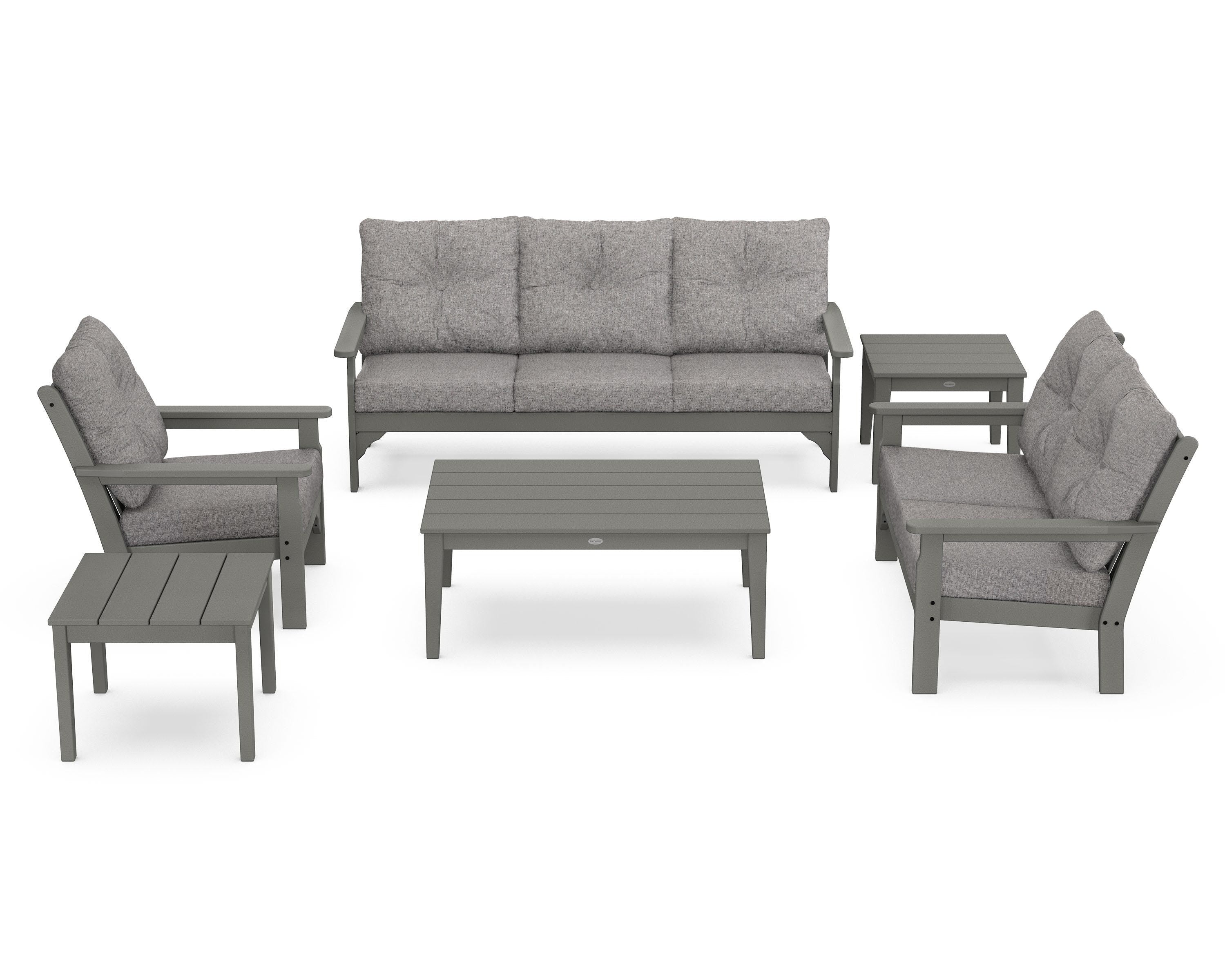 POLYWOOD® Vineyard 6-Piece Deep Seating Set in Slate Grey / Grey Mist