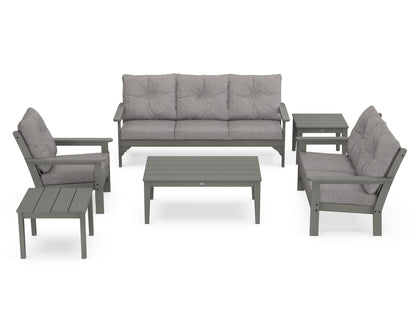 POLYWOOD® Vineyard 6-Piece Deep Seating Set in Slate Grey / Grey Mist