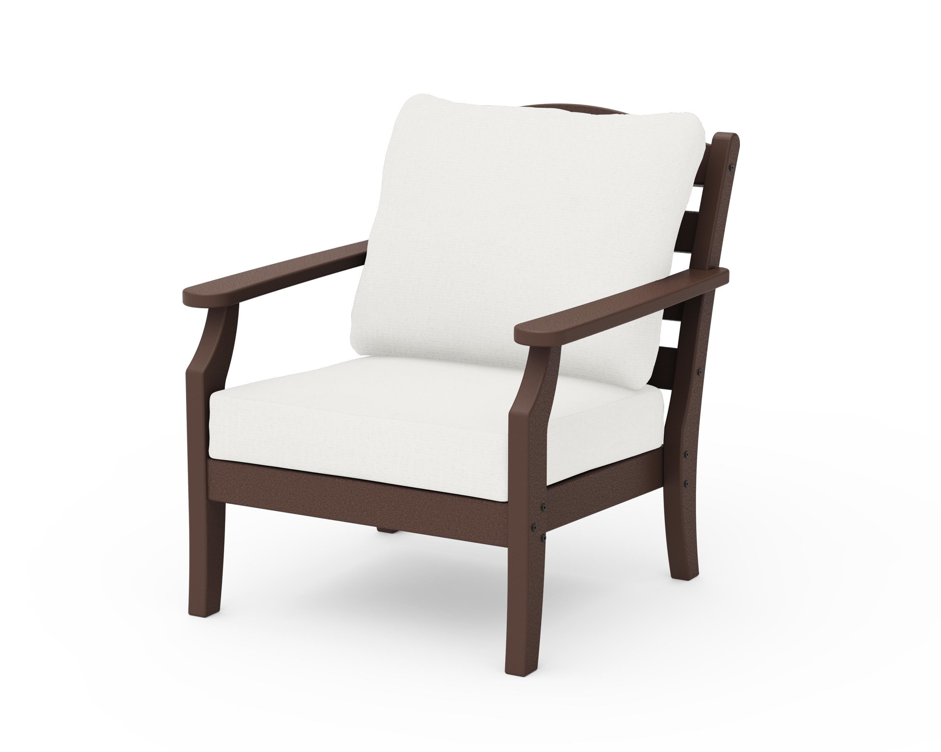 Draper James™ by  POLYWOOD® Savannah Deep Seating Chair in Mahogany / Natural Linen