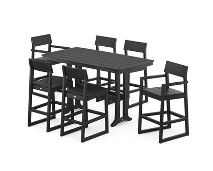 POLYWOOD® EDGE 7-Piece Bar Set with Trestle Legs in Black