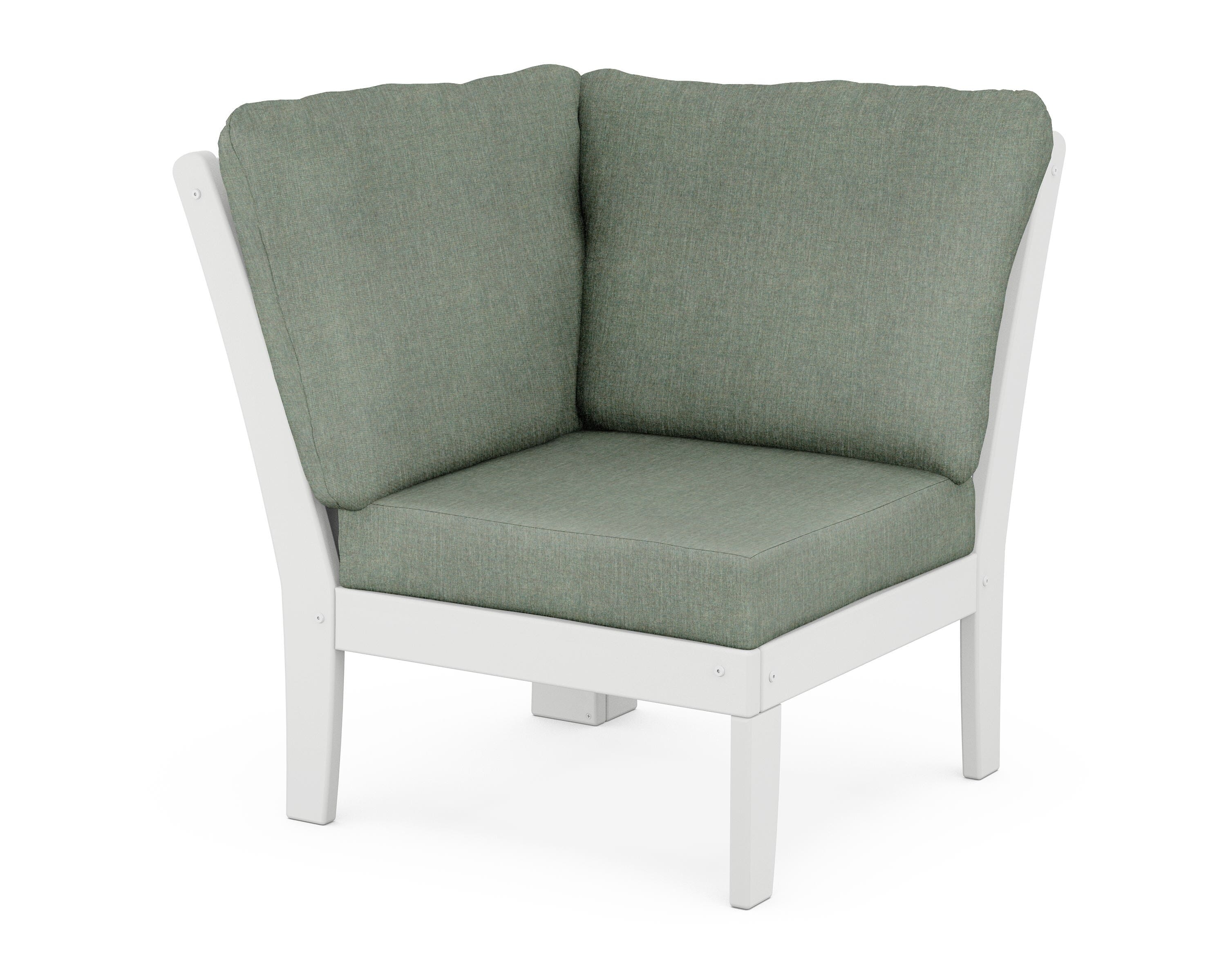 POLYWOOD® Braxton Modular Corner Chair in White / Cast Sage