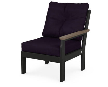 POLYWOOD® Vineyard Modular Right Arm Chair in Black / Kona / Navy Linen