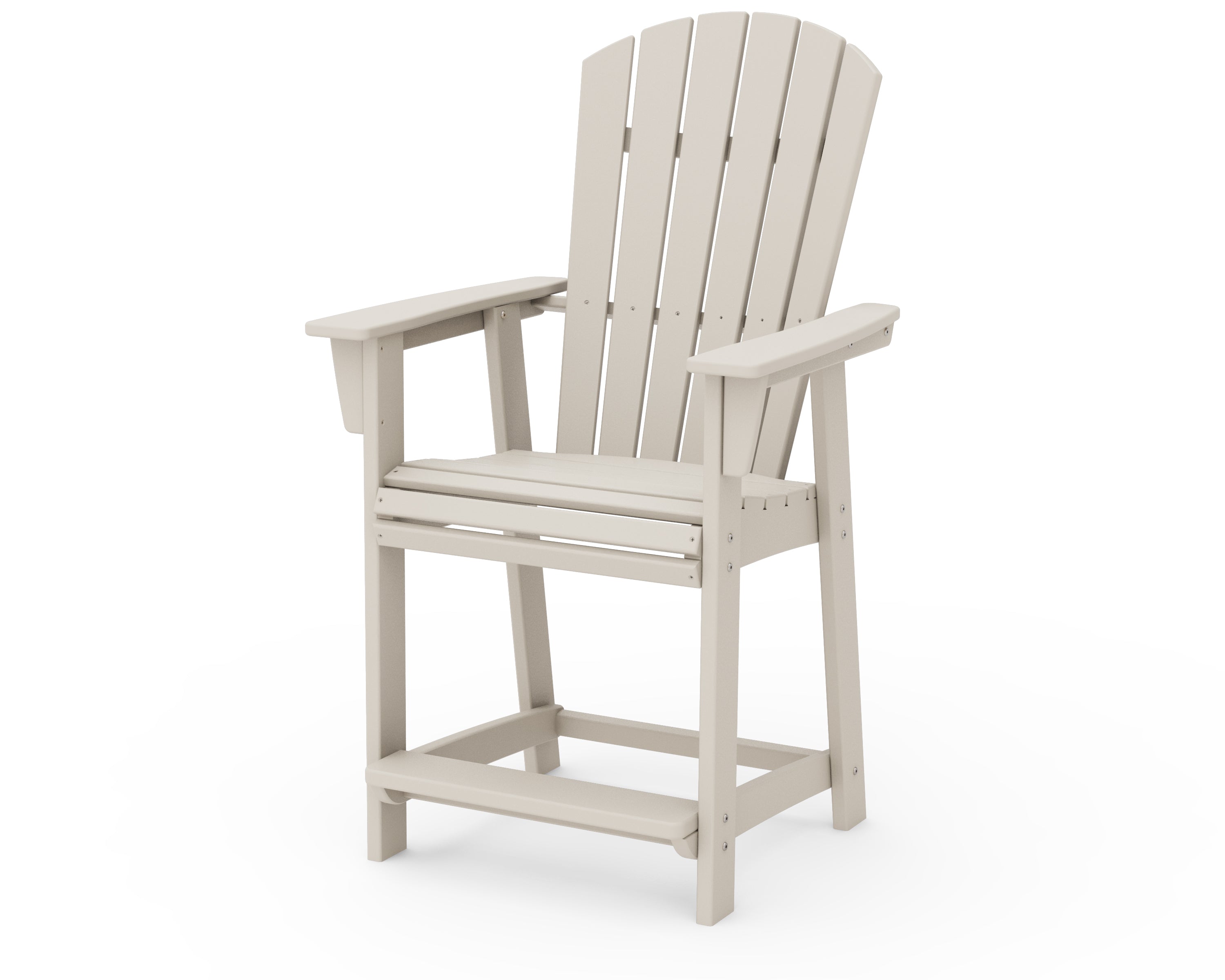 POLYWOOD® Nautical Curveback Adirondack Counter Chair in Sand