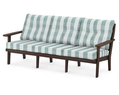 POLYWOOD® Lakeside Deep Seating Sofa in Mahogany / Buffalo Plaid Glacier Spa