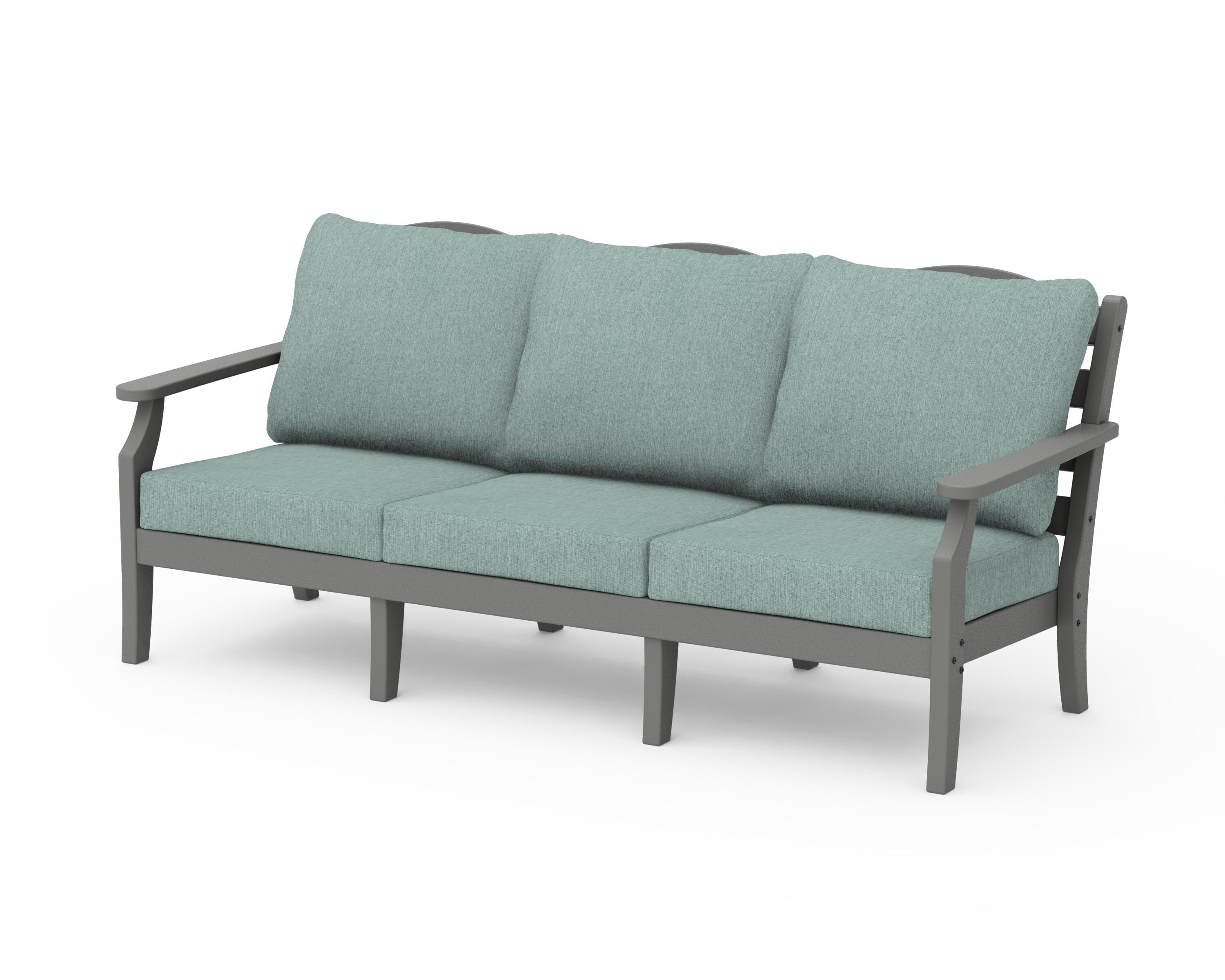 Draper James™ by  POLYWOOD® Savannah Deep Seating Sofa in Slate Grey / Glacier Spa