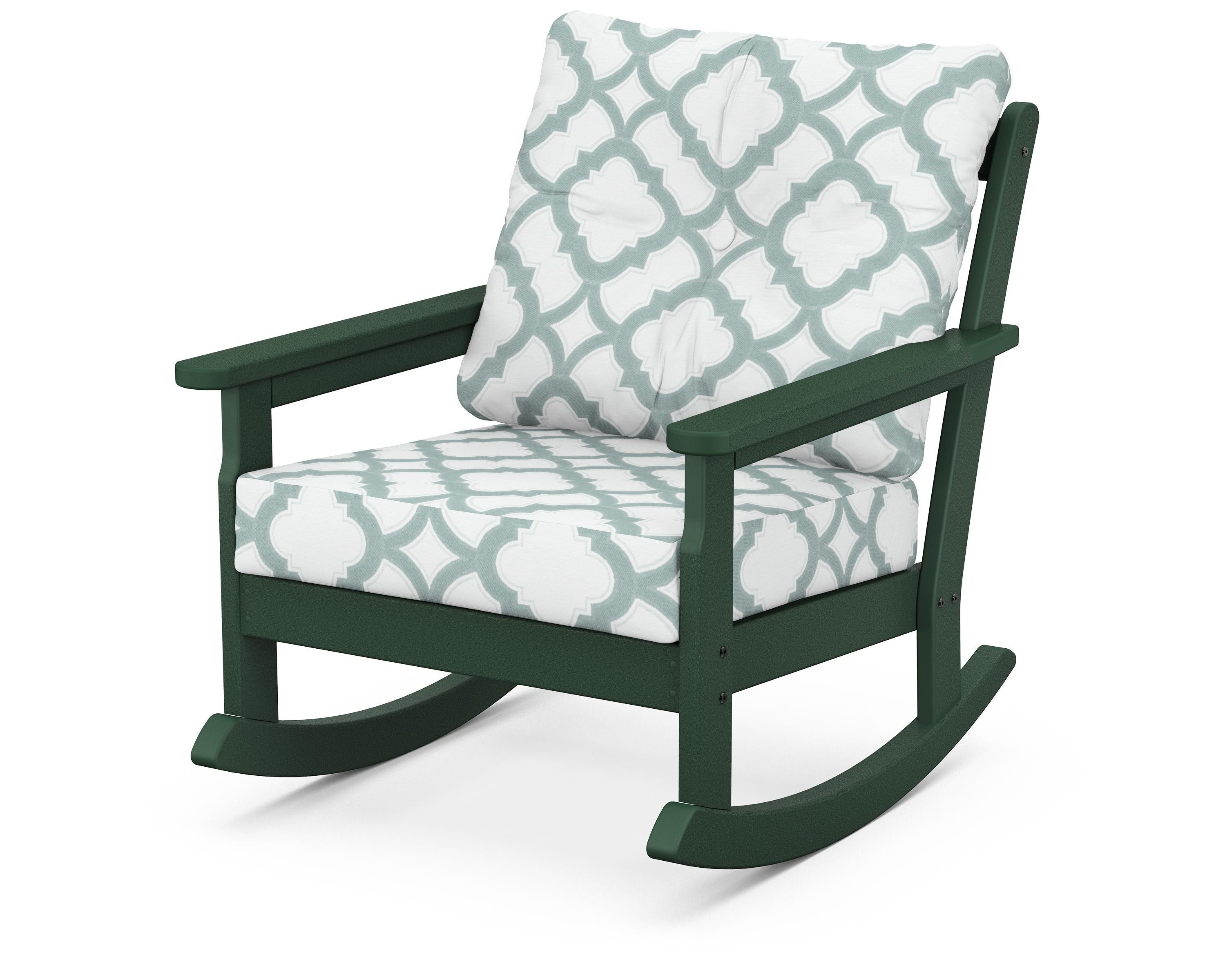 POLYWOOD® Vineyard Deep Seating Rocking Chair in Green / Trellis Glacier Spa