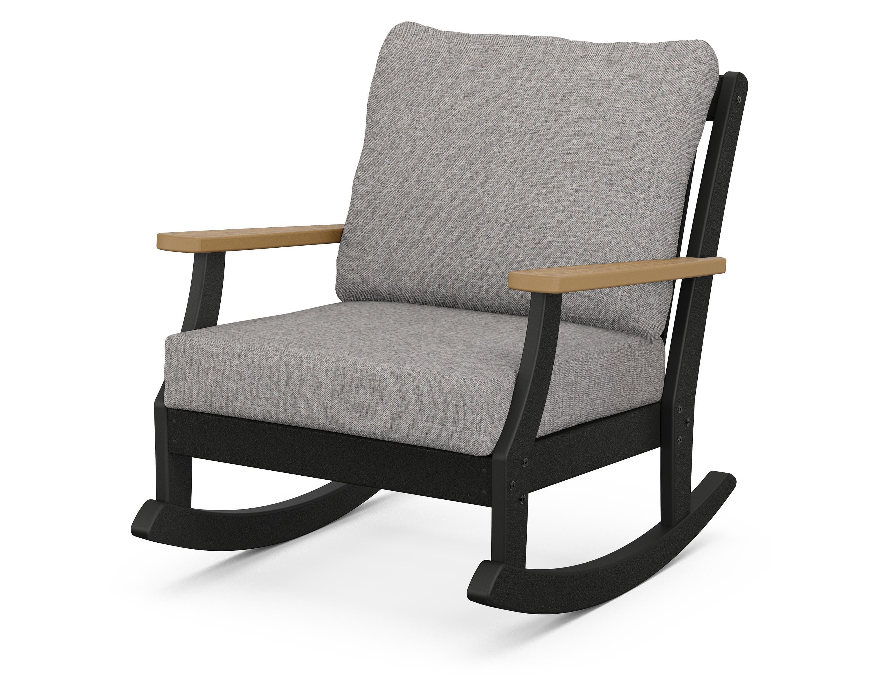 POLYWOOD® Braxton Deep Seating Rocking Chair in Black / Natural / Grey Mist