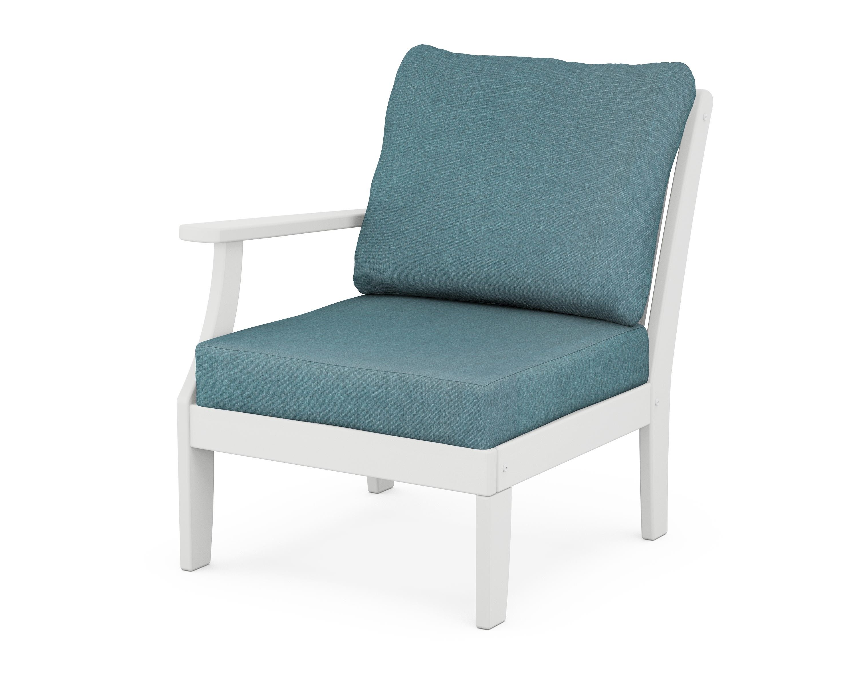 POLYWOOD® Braxton Modular Left Arm Chair in White / Ocean Teal