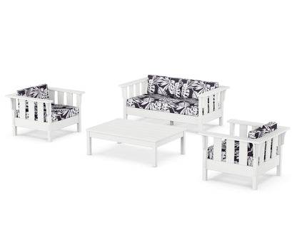 Martha Stewart by POLYWOOD® Acadia 4-Piece Deep Seating Set with Loveseat in White / Leaf Navy