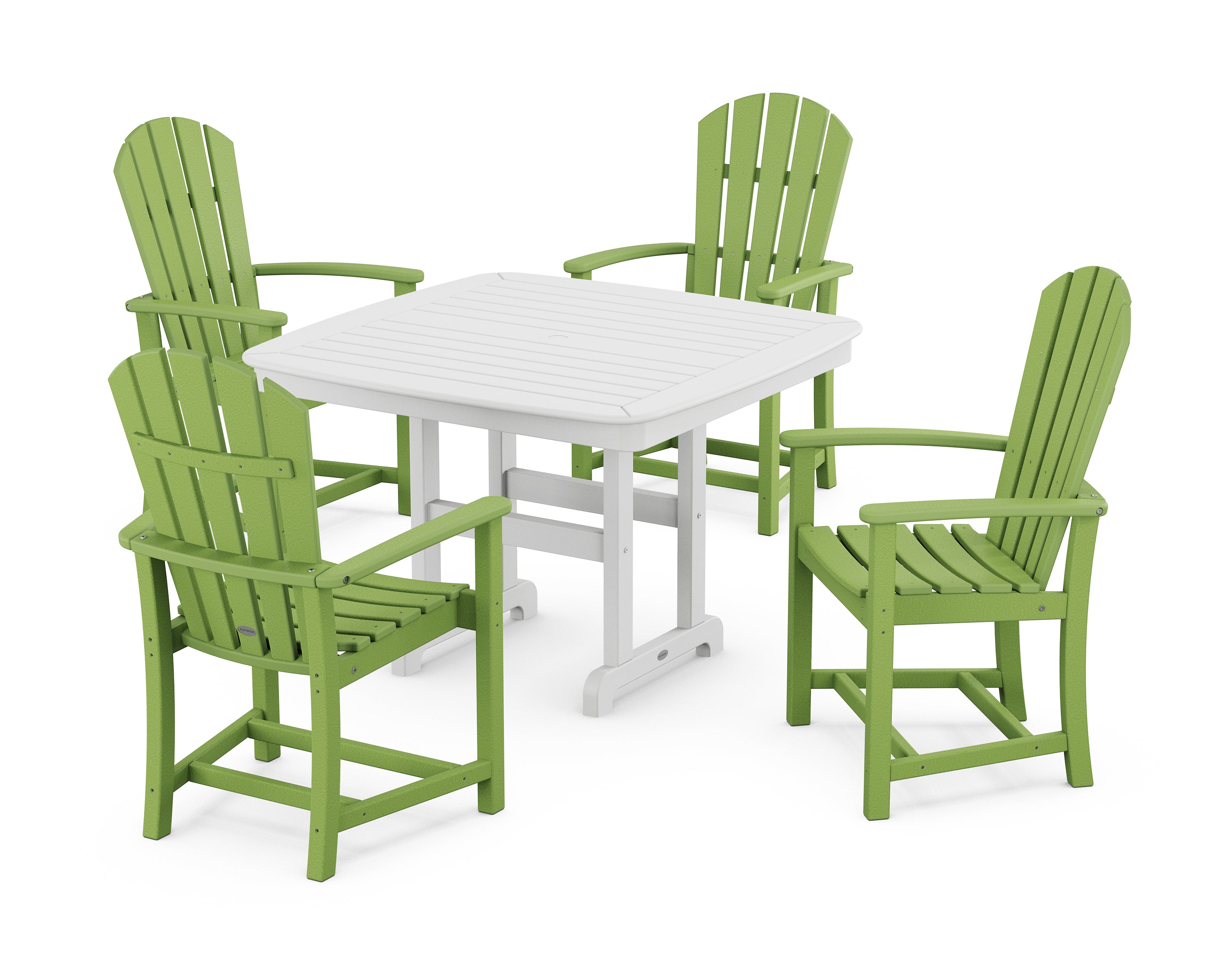 POLYWOOD® Palm Coast 5-Piece Dining Set with Trestle Legs in Lime / White