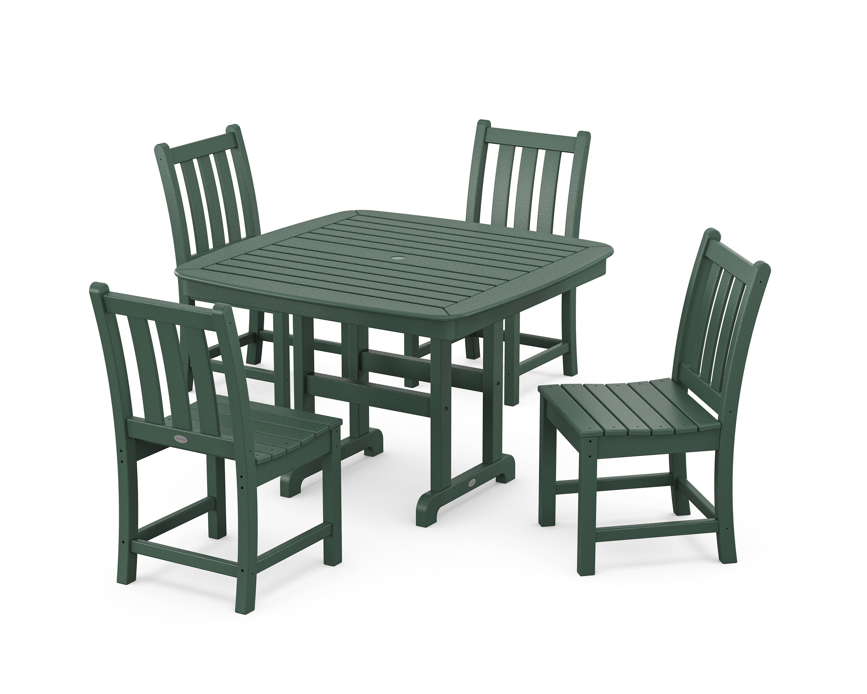 POLYWOOD® Traditional Garden Side Chair 5-Piece Dining Set with Trestle Legs in Green