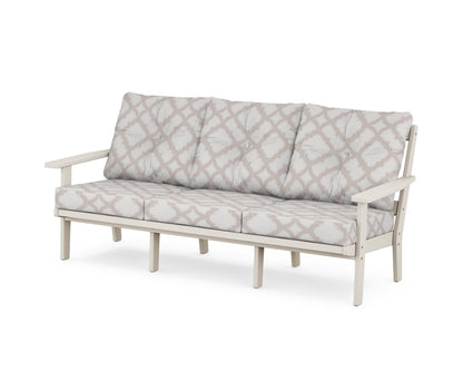 POLYWOOD® Oxford Deep Seating Sofa in Sand / Trellis Dune Burlap