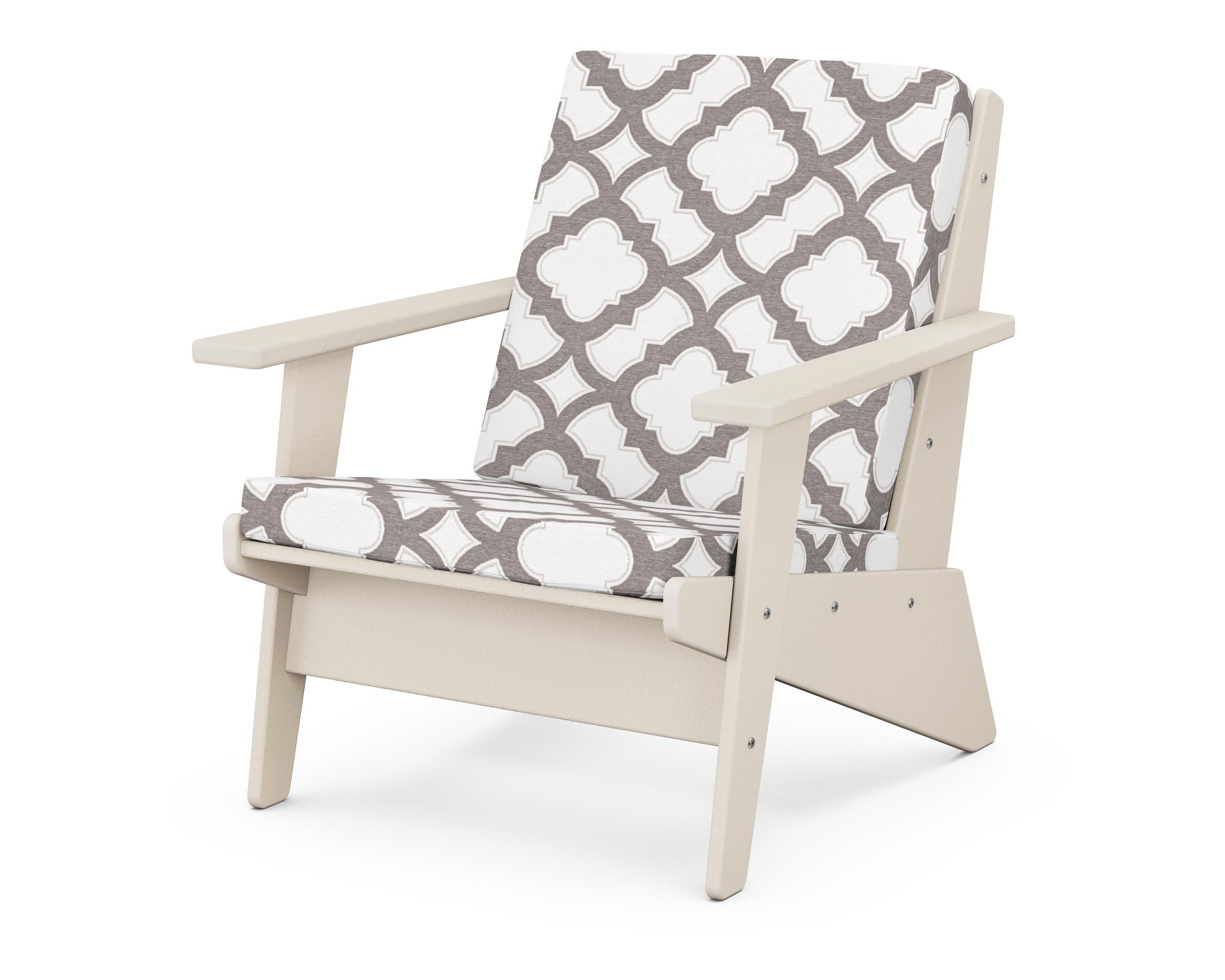 POLYWOOD® Riviera Modern Lounge Chair in Sand / Trellis Grey Mist